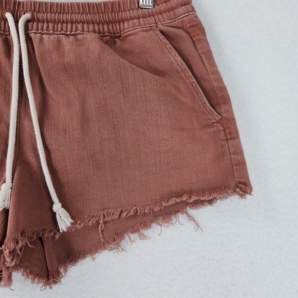 Aerie Shorts Womens Medium Terracotta Pink Loungewear Raw Hem Drawstring Casual - Picture 3 of 11